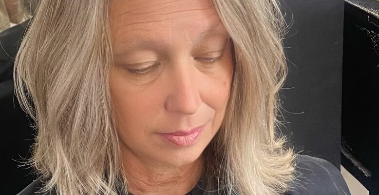 Before and after haircut and balayage highlights at Salon Veritas