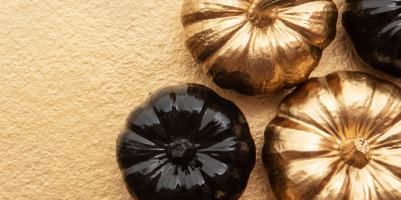 Salon Veritas Black and Gold Pumpkin Cover